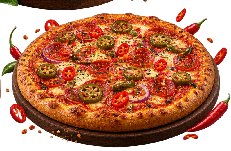 Spicy pepperoni pizza